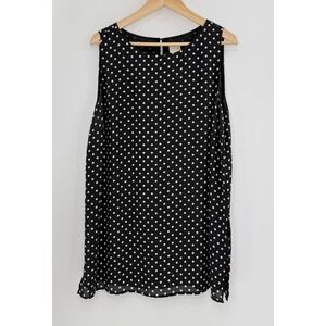 Chico's Sleeveless Polka Dot Chiffon Lined‎ Tunic Blouse Sz 3 Career Preppy